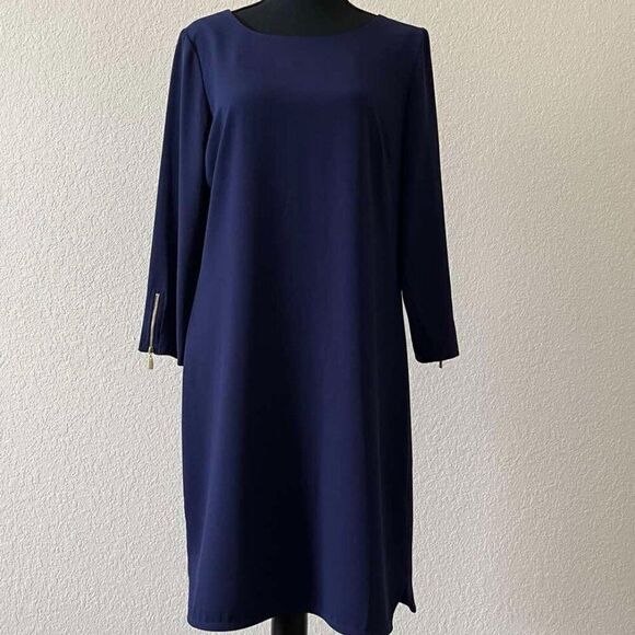 Laundry By Shelli Segal Dresses & Skirts - Laundry by Shelli Segal Navy Blue 3/4-sleeve Midi Dress 8